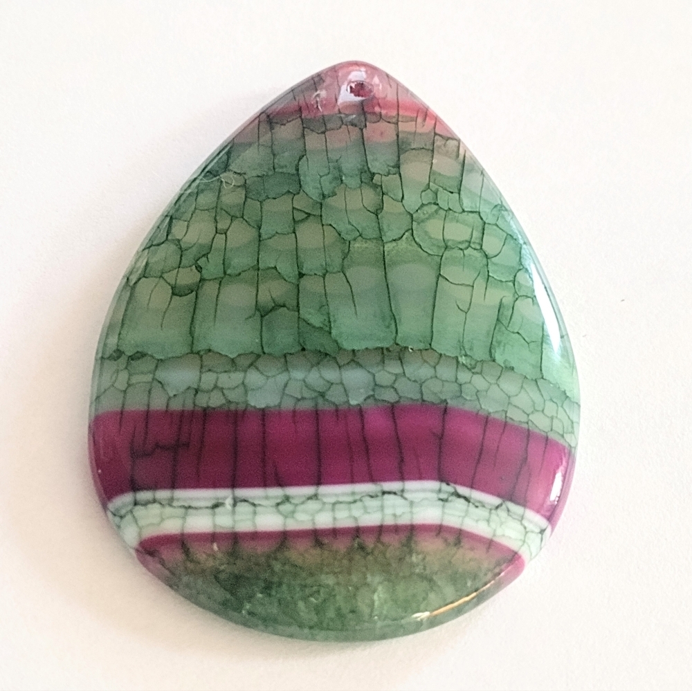 Green And Pink Dragons Veins Agate Pendant